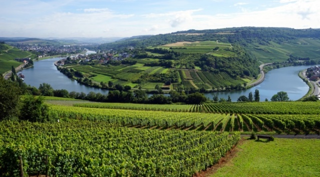View of Moselle valley on the border Luxembourg and Germany